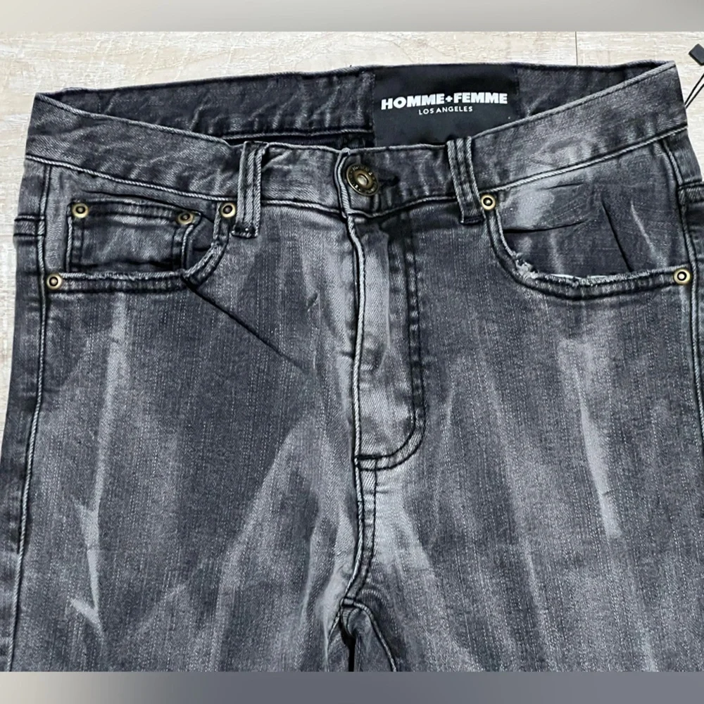 Homme+Femme‎ distressed faded black skinny jeans pants men’s waist 26 made L.A.
